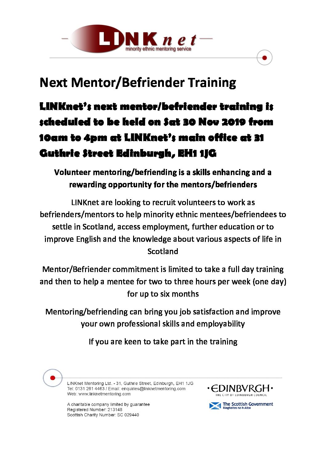Mentor Training leaflet Oct 2019